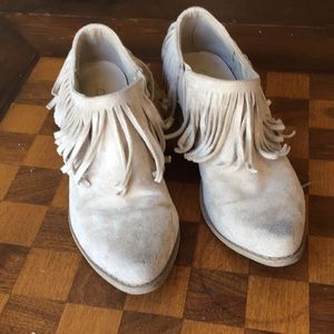 Coconuts leather fringe ankle boots